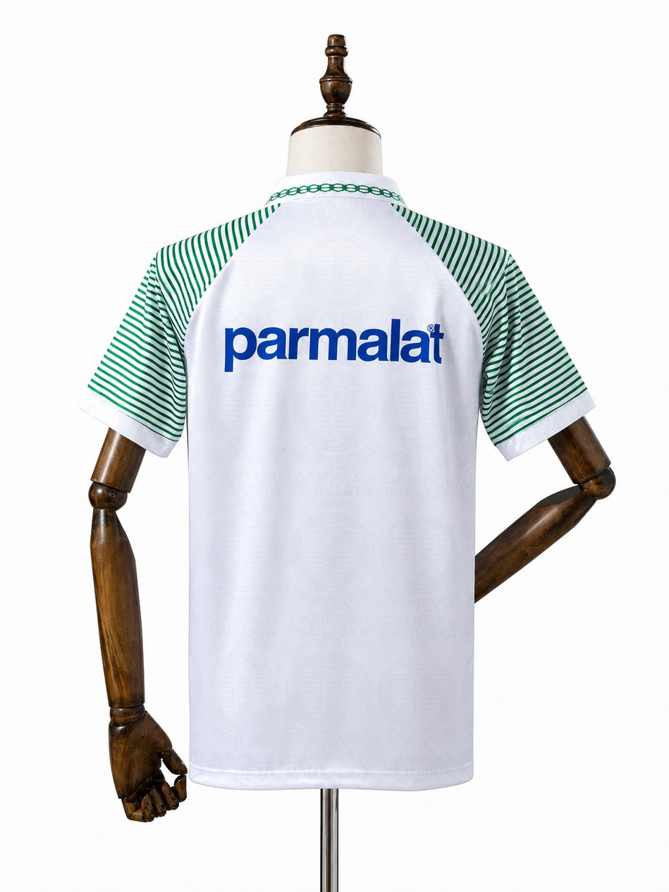 Palmeiras 1992/93 Away Retro Jersey back wood mannequin white background