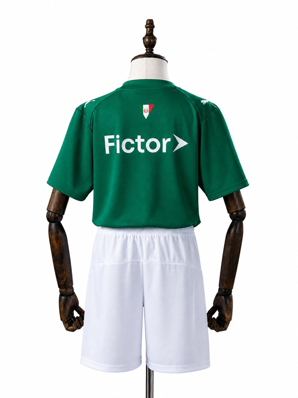 Palmeiras 2026/27 Home Jersey Kids Kit back wood mannequin white background