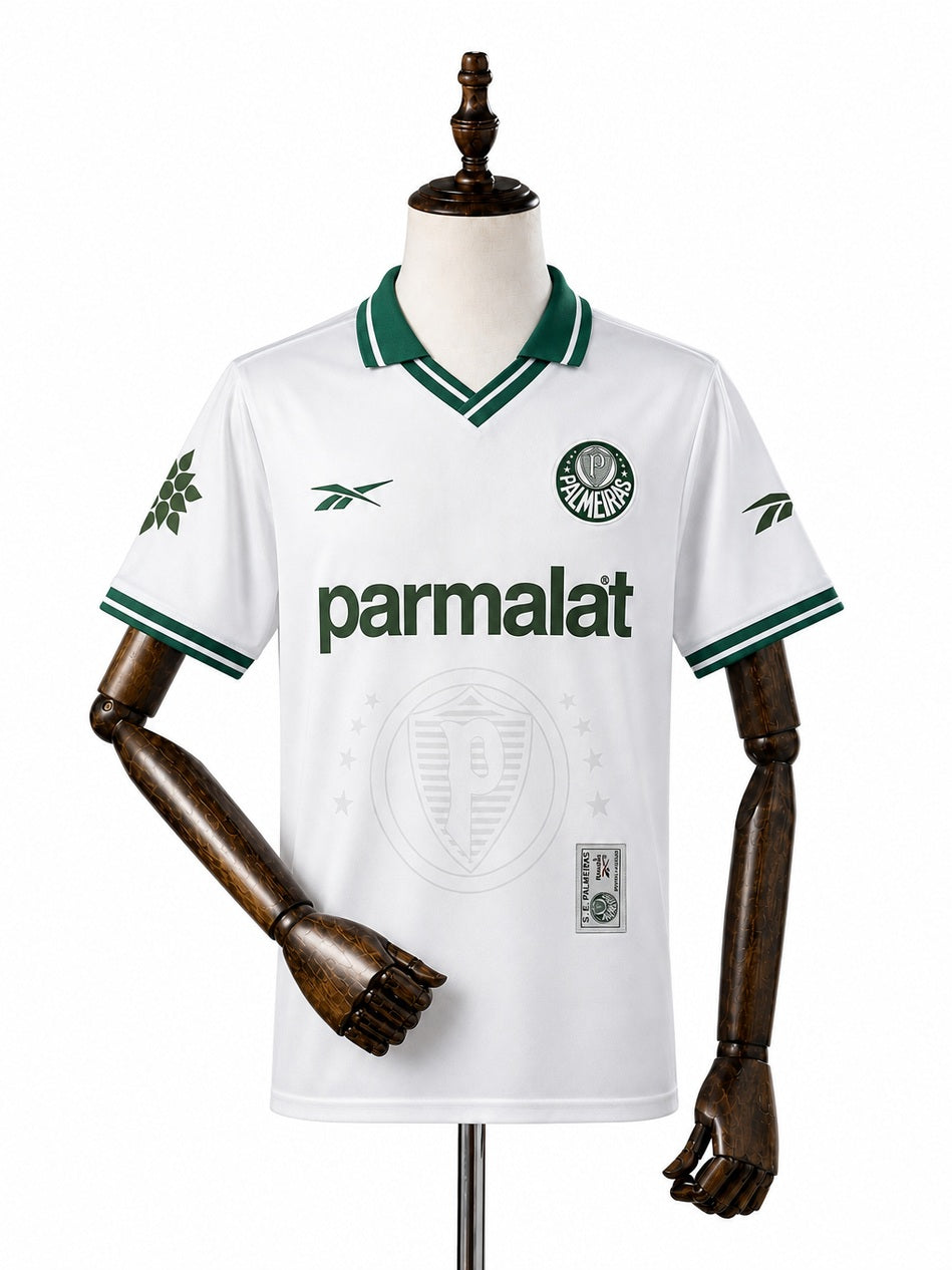 Palmeiras Away Retro Jersey front wood mannequin white background