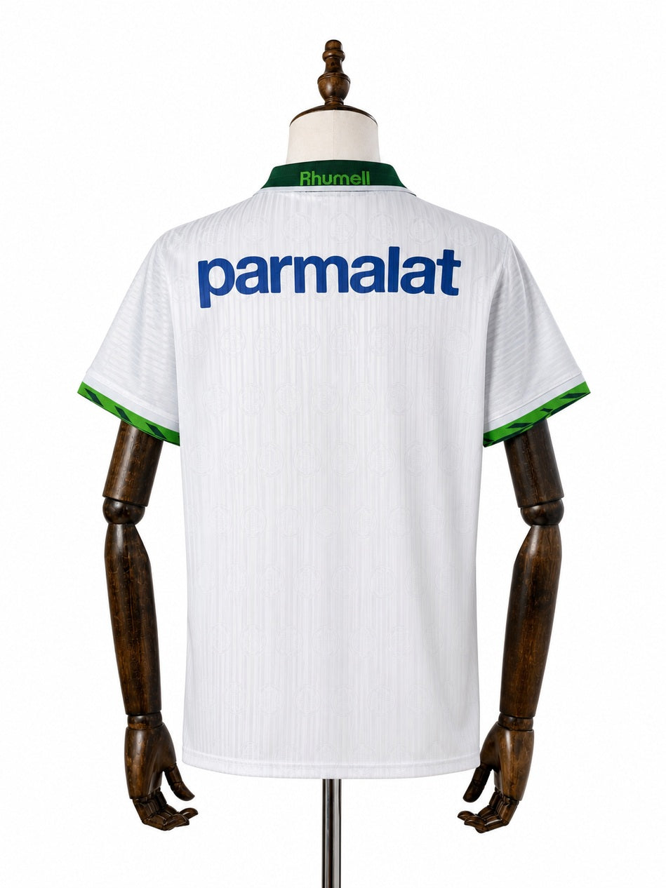 Palmeiras Away Retro white Jersey back wood mannequin white background