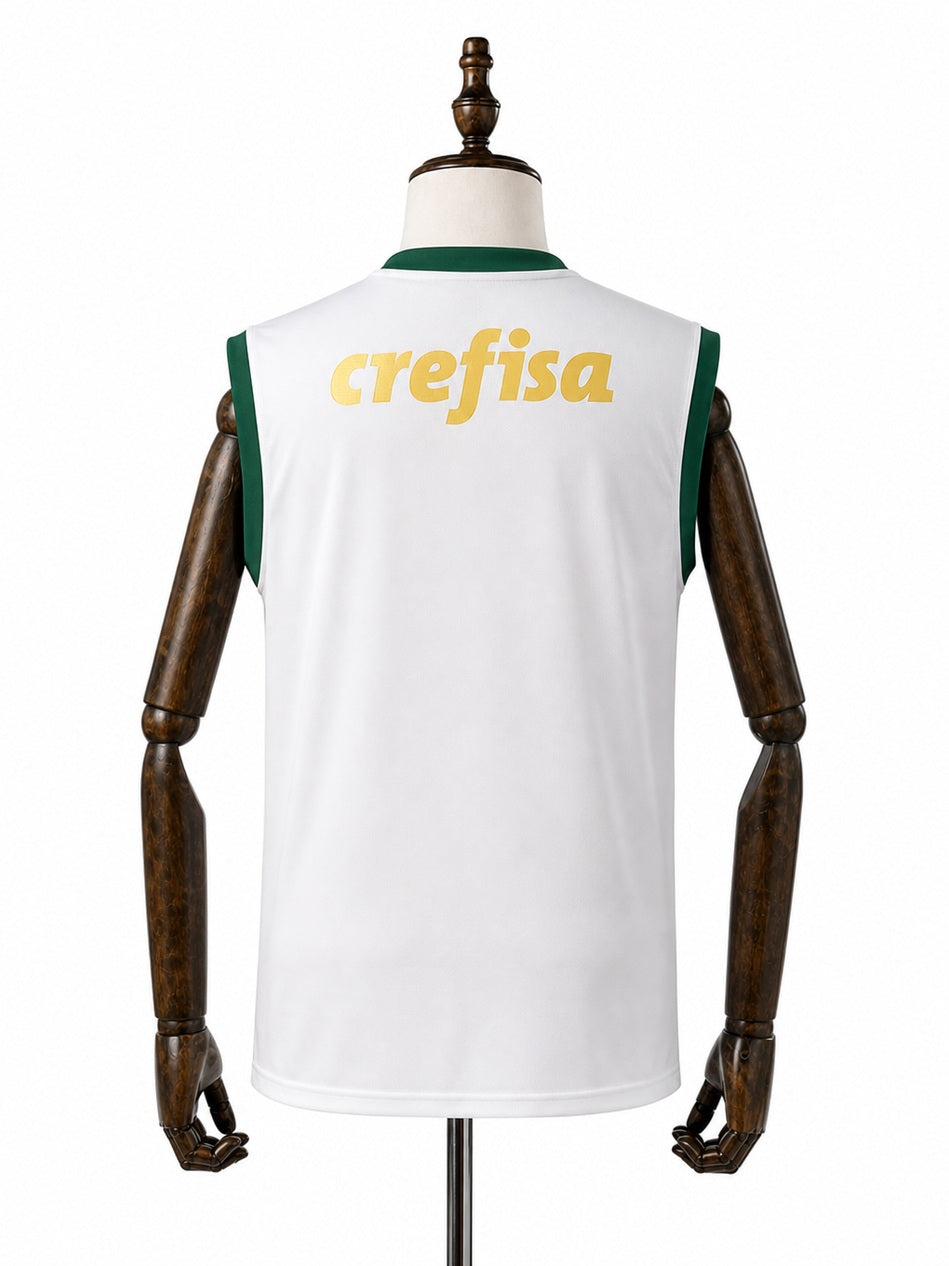 Palmeiras Away Vest Sleeveless Football Jersey back wood mannequin white background