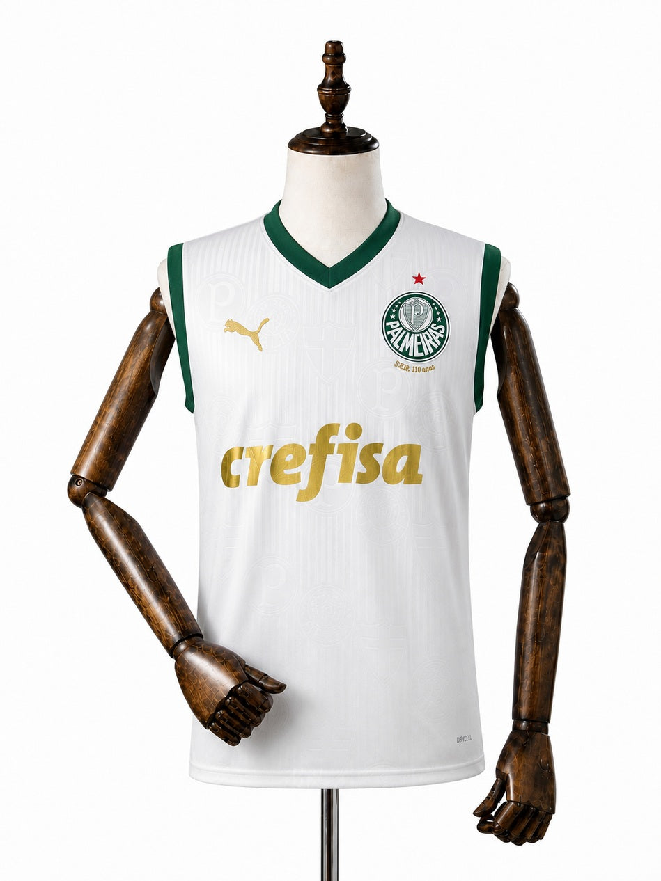 Palmeiras Away Vest Sleeveless Football Jersey front wood mannequin white background