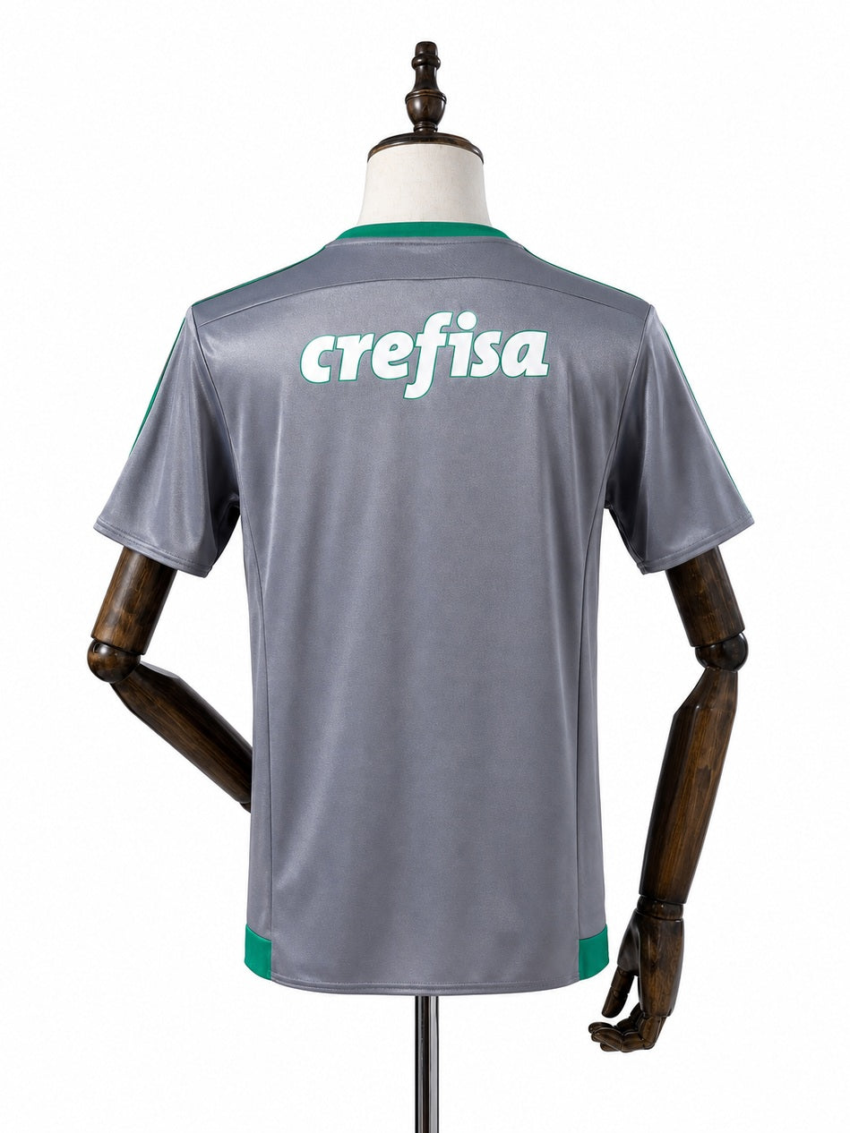Palmeiras Champions Commemorative Edition Silver Retro Jersey back wood mannequin white background