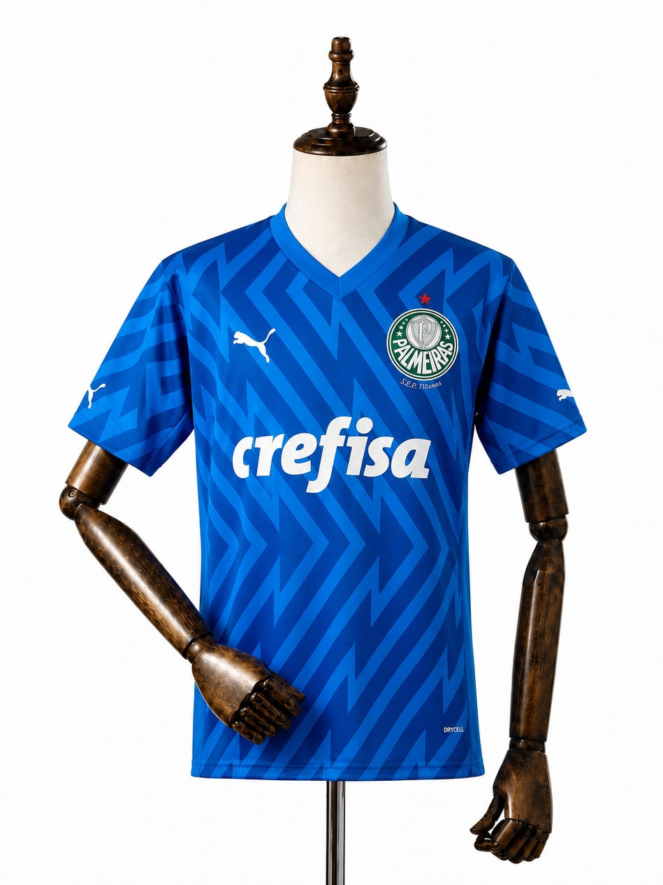 Palmeiras Goalkeeper Blue Jersey front wood mannequin white background