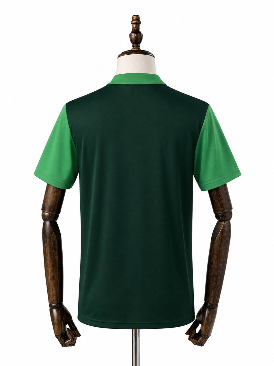 Palmeiras green POLO jersey back wood mannequin white background