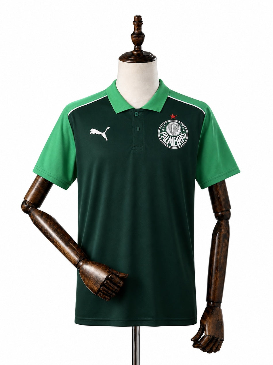 Palmeiras green POLO jersey front wood mannequin white background