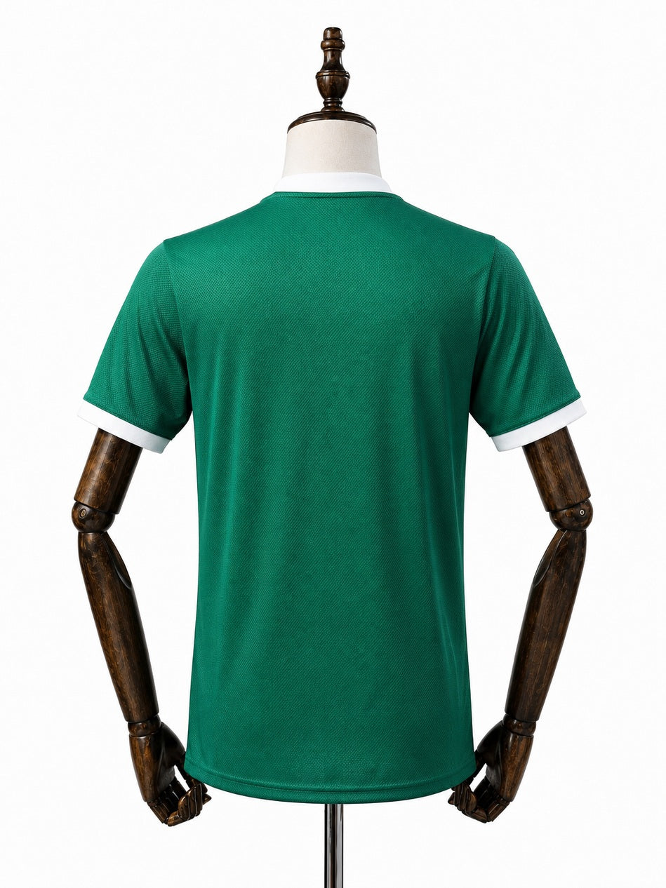 Palmeiras Home all sponsors Player Version jersey back wood mannequin white background