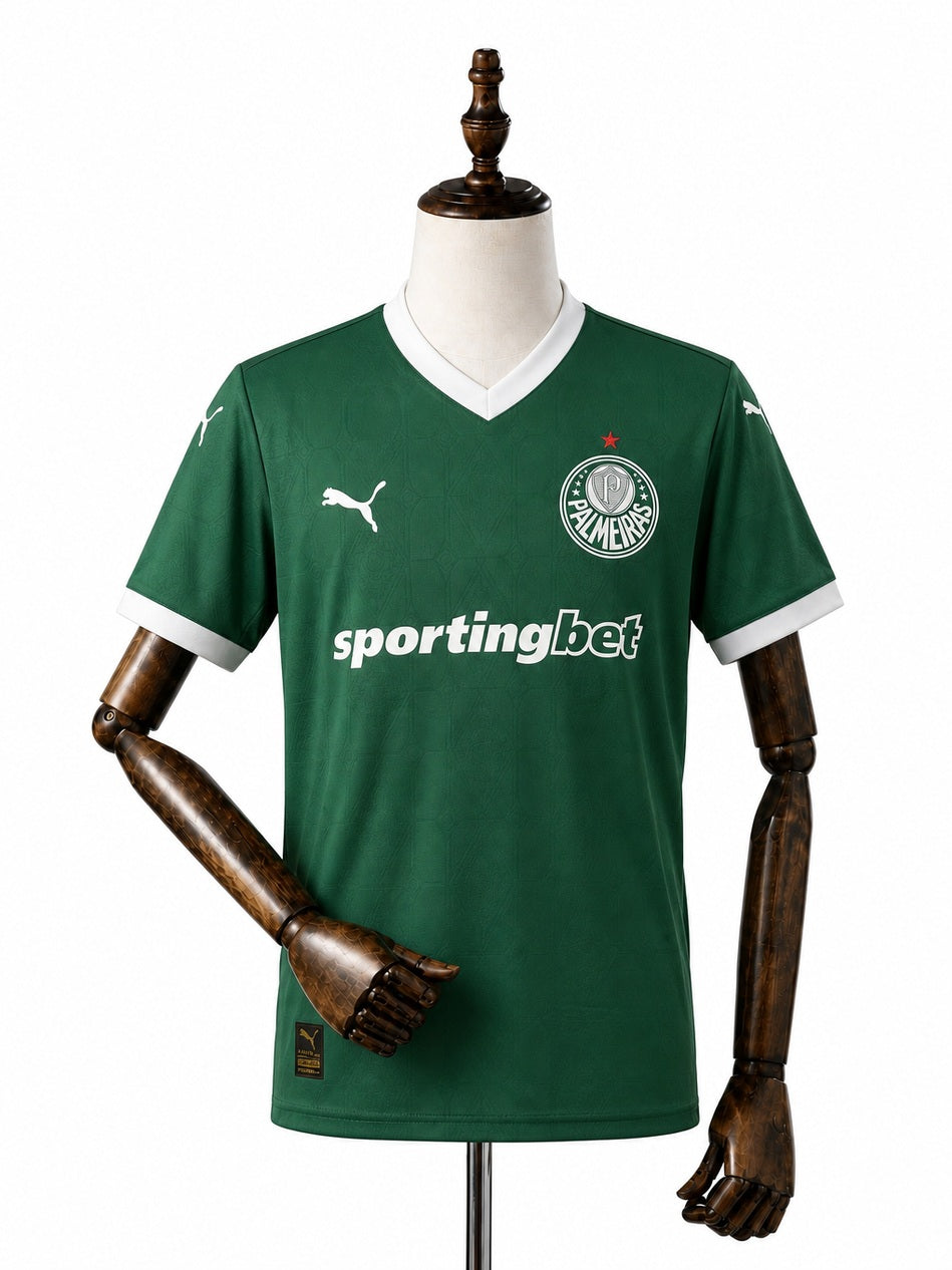 Palmeiras home Jersey front wood mannequin white background