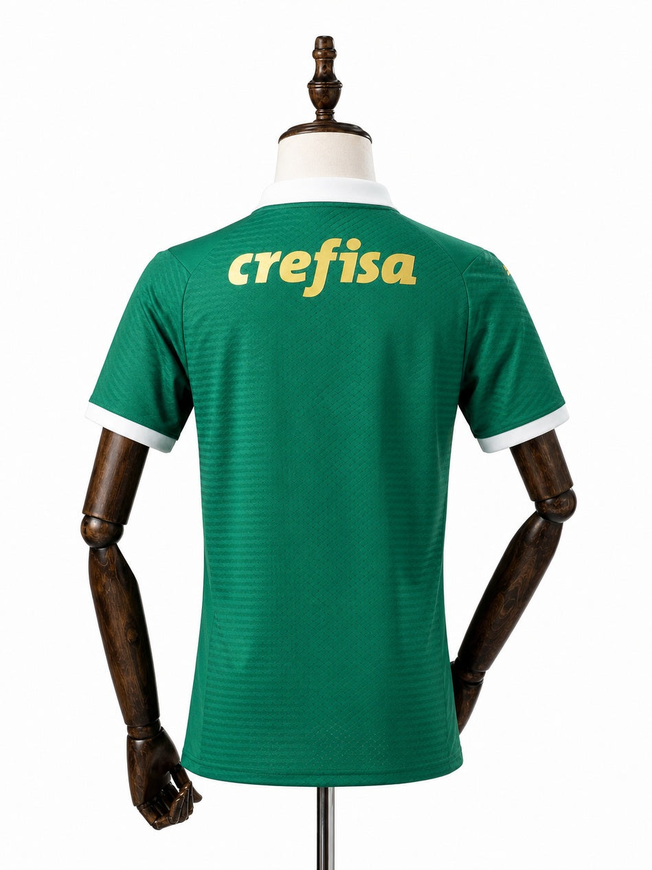 Palmeiras Home player Version jersey back wood mannequin white background