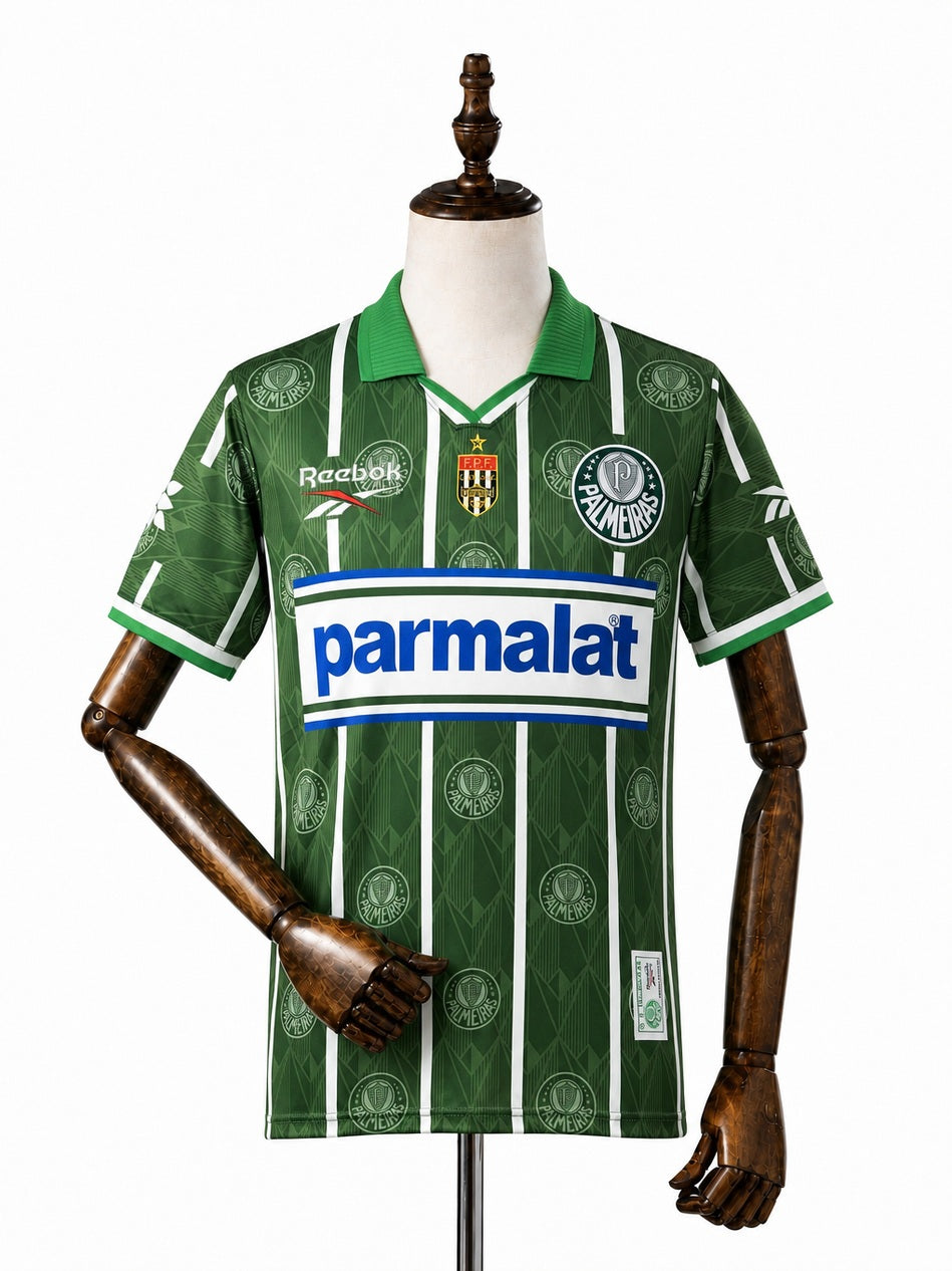 Palmeiras Home Retro green Jersey front wood mannequin white background