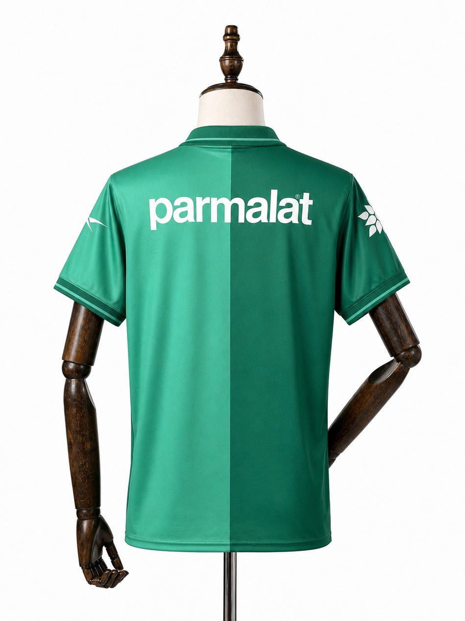 Palmeiras Home Retro Jersey back wood mannequin white background
