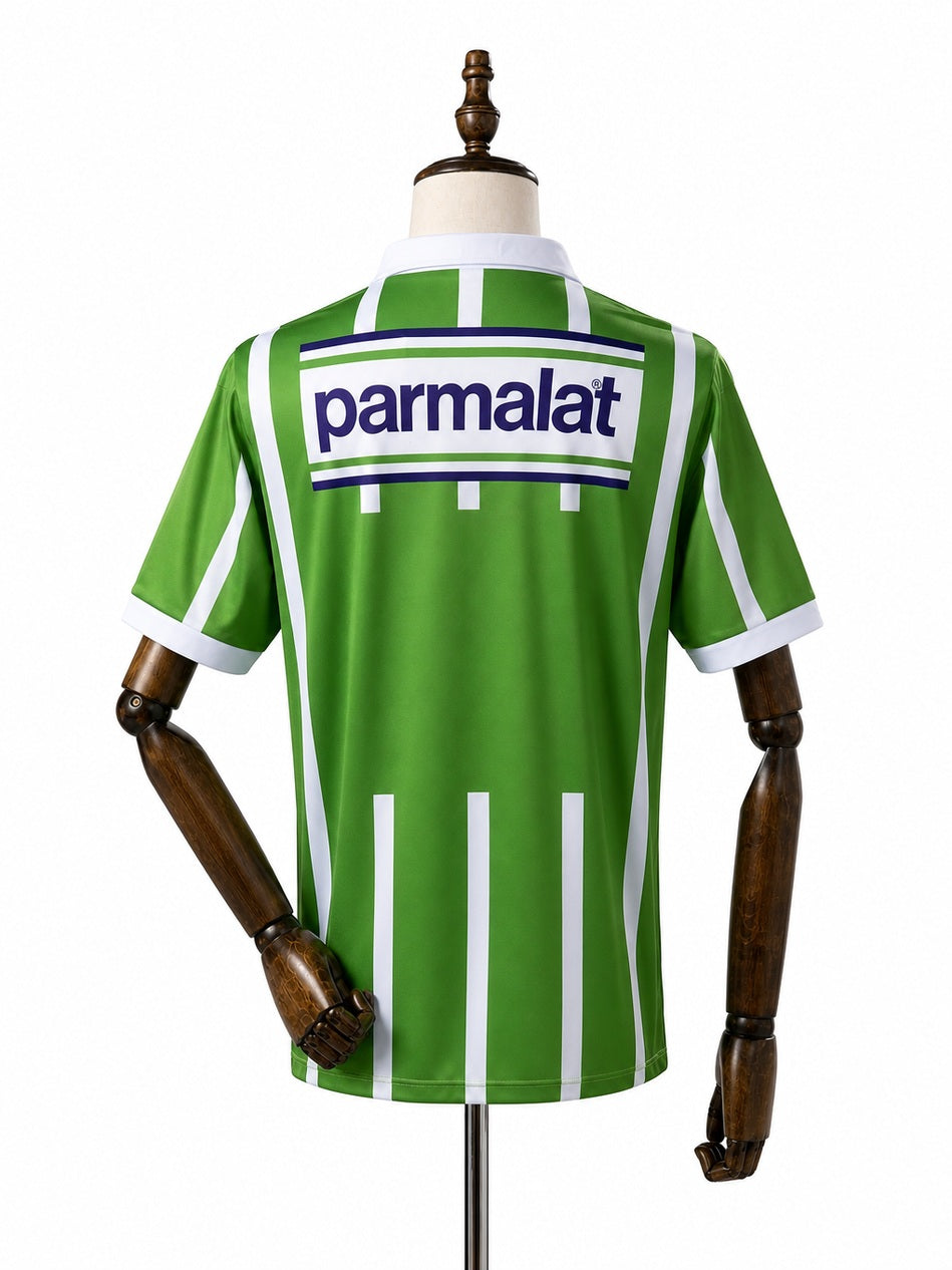 Palmeiras Home Retro Jersey back wood mannequin white background