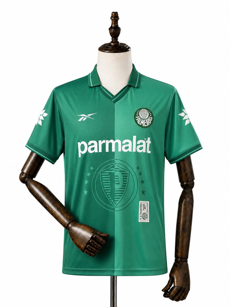 Palmeiras Home Retro Jersey front wood mannequin white background