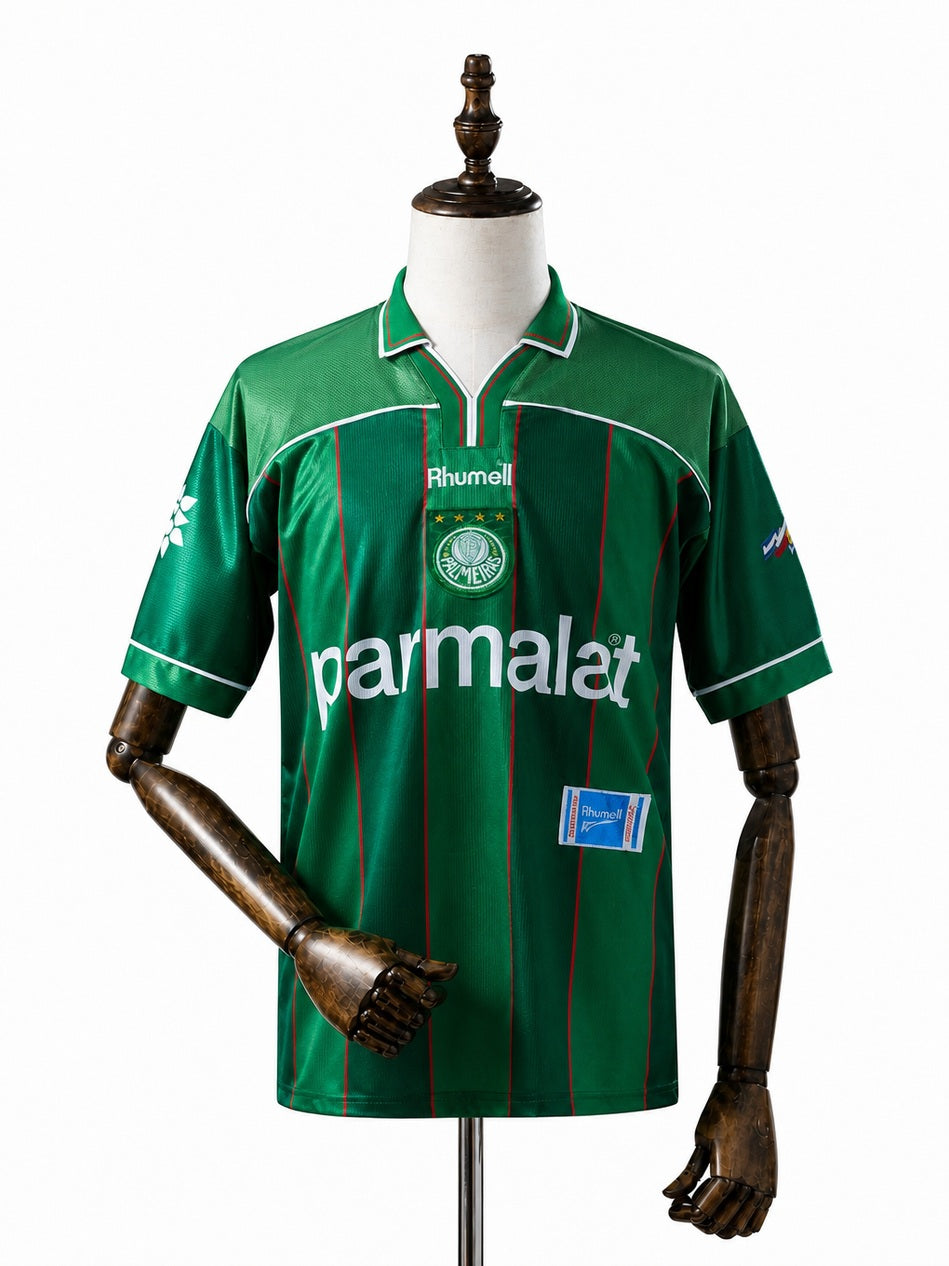 Palmeiras Home Retro Jersey front wood mannequin white background