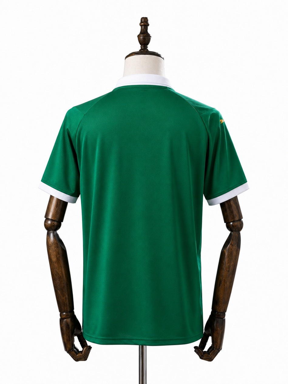 Palmeiras Home Socccer Jersey back wood mannequin white background