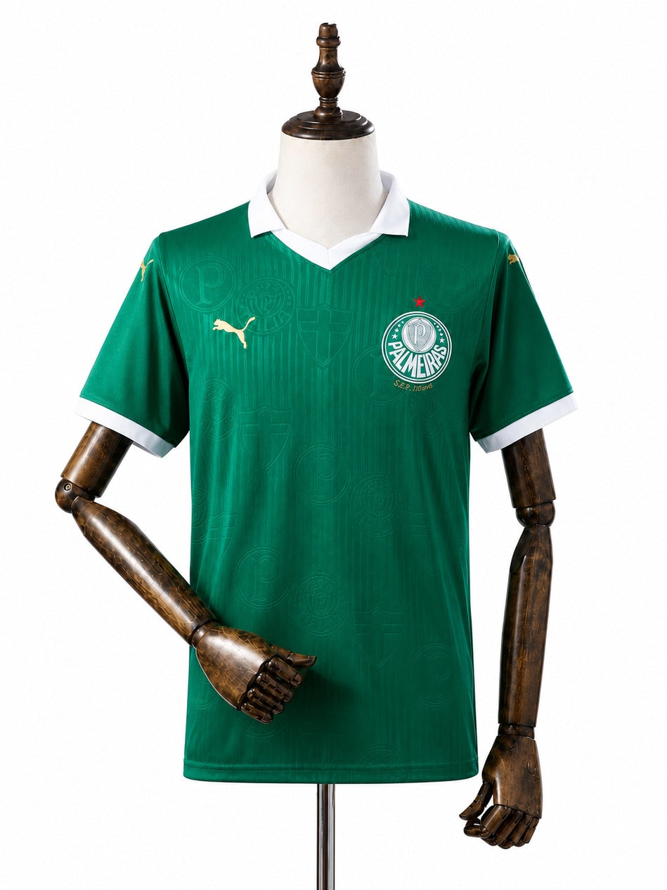 Palmeiras Home Socccer Jersey front wood mannequin white background