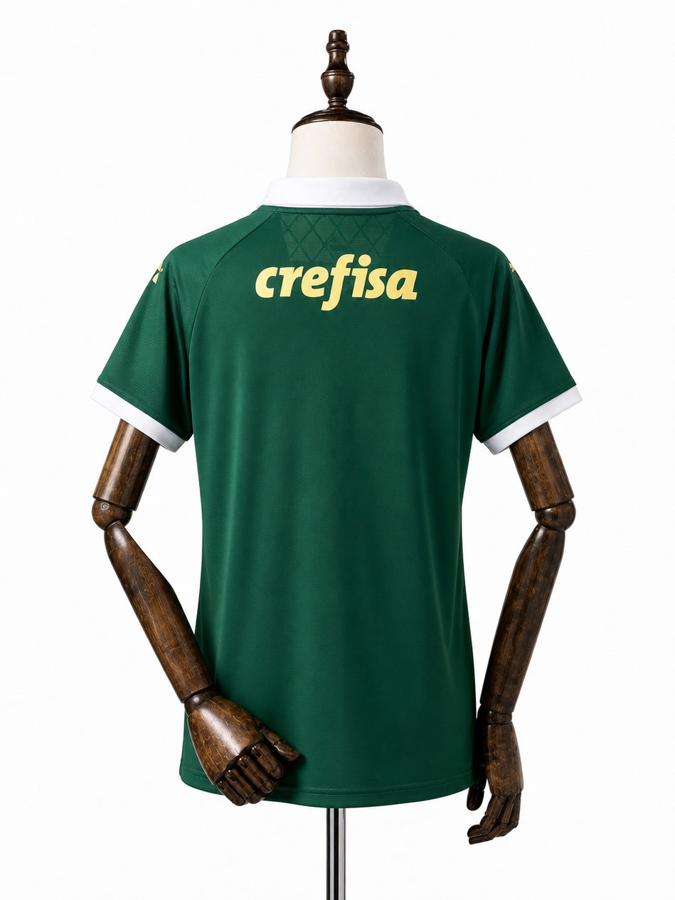 Palmeiras Home Women jersey back wood mannequin white background