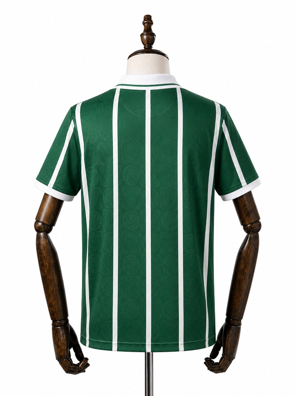 Palmeiras Retro Home green Jersey back wood mannequin white background