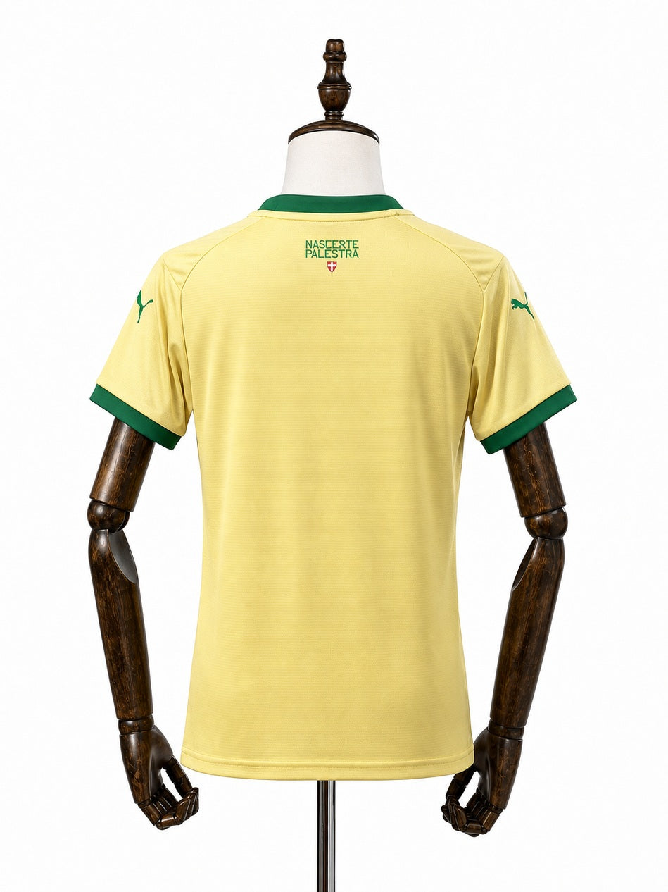 Palmeiras Thirds Womens yellow Jersey back wood mannequin white background