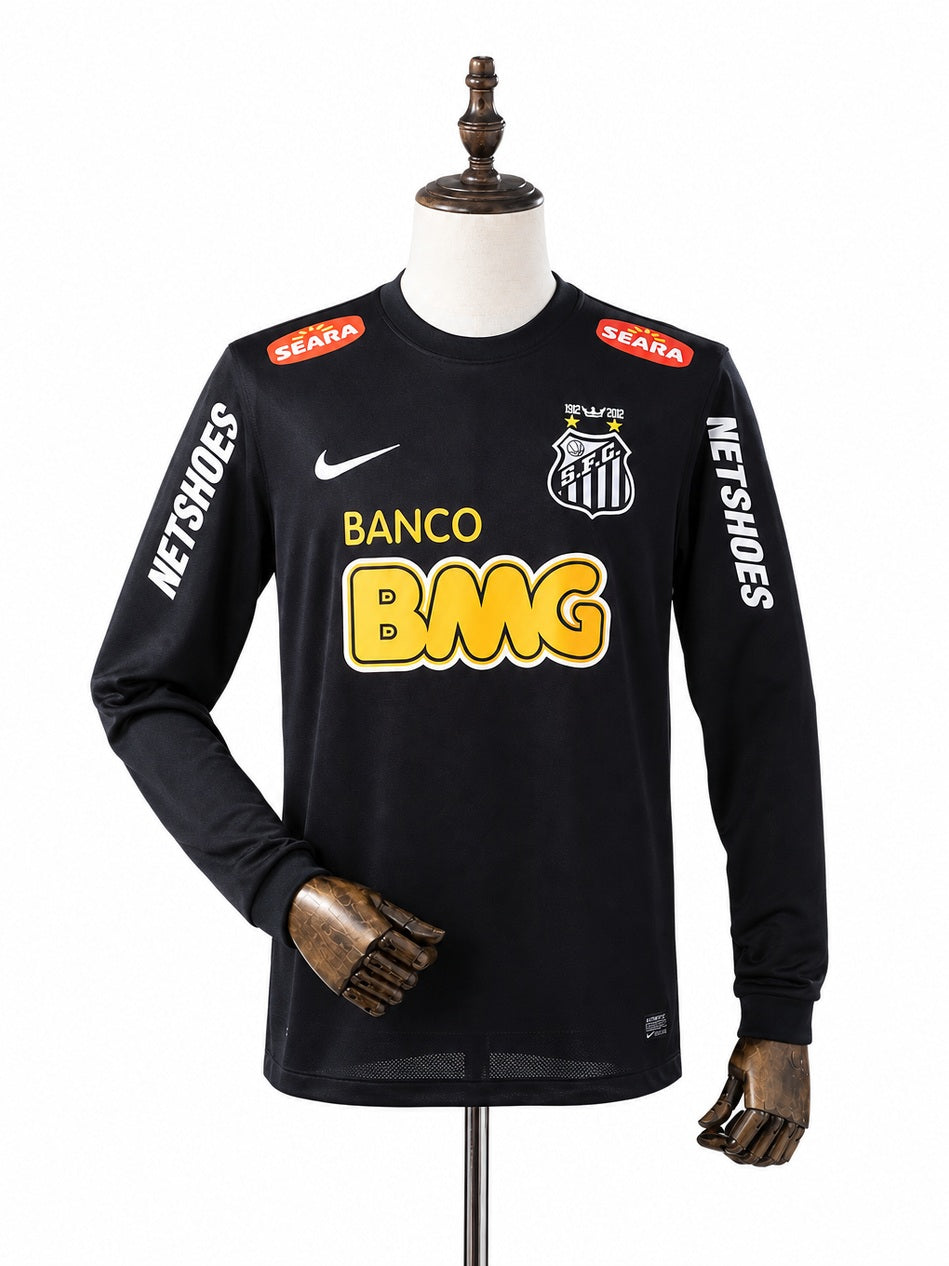 Santos 12/13 Away Long/Sleeve Retro Jersey front wood mannequin white background