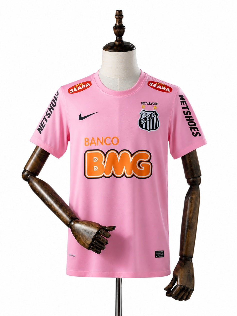 Santos 12/13 Retro/Pink Jersey front wood mannequin white background