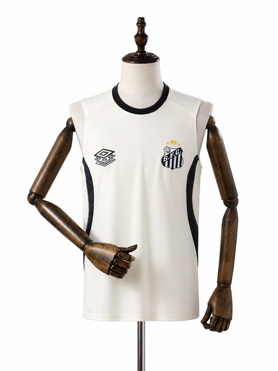 Santos 2026/27 Training Vest Beige front wood mannequin white background