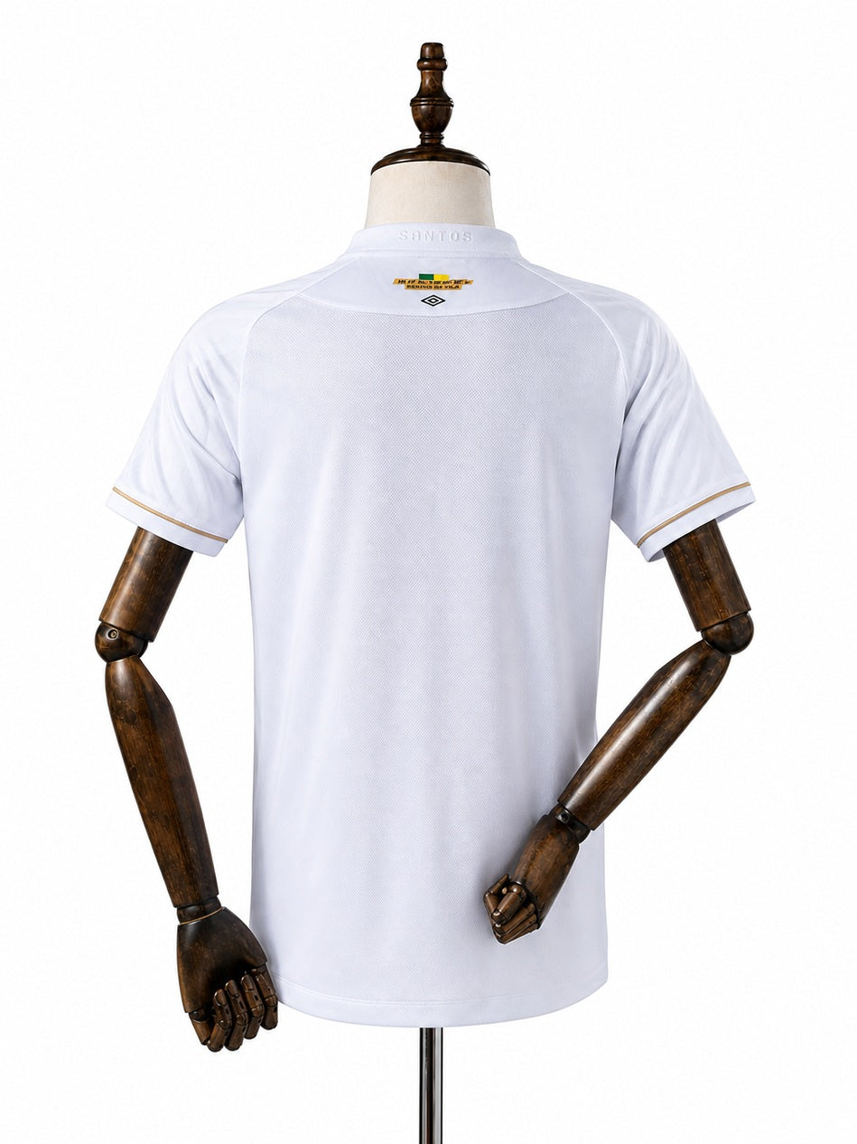 Santos 26/27 Home Player Version Jersey back wood mannequin white background