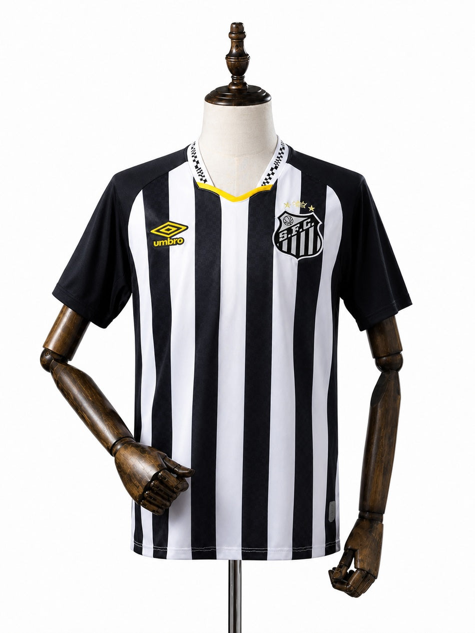 Santos Away Jersey front wood mannequin white background