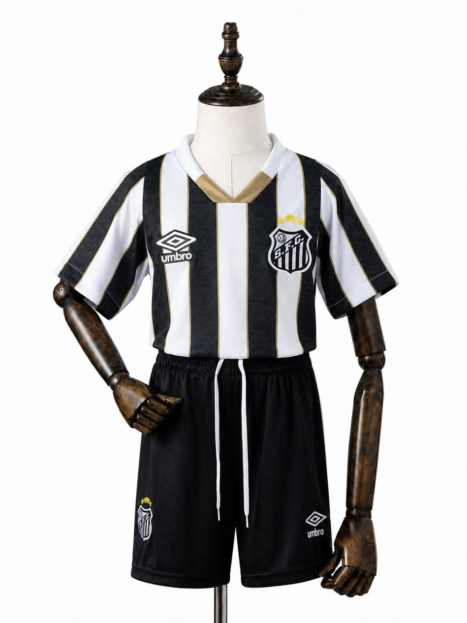 Santos Away kids kit front wood mannequin white background