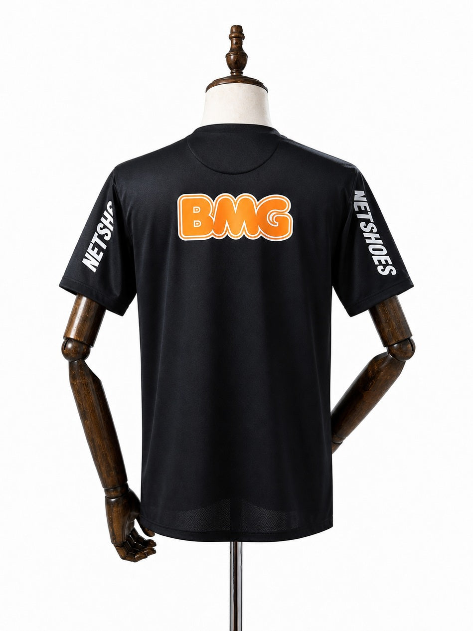 Santos Black Retro Jersey back wood mannequin white background
