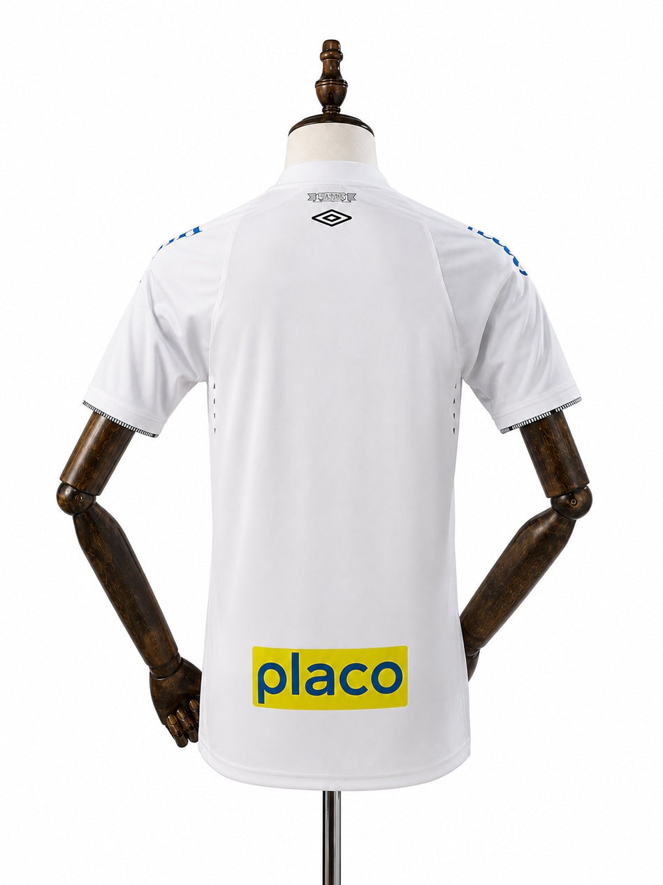 Santos home player version jersey back wood mannequin white background