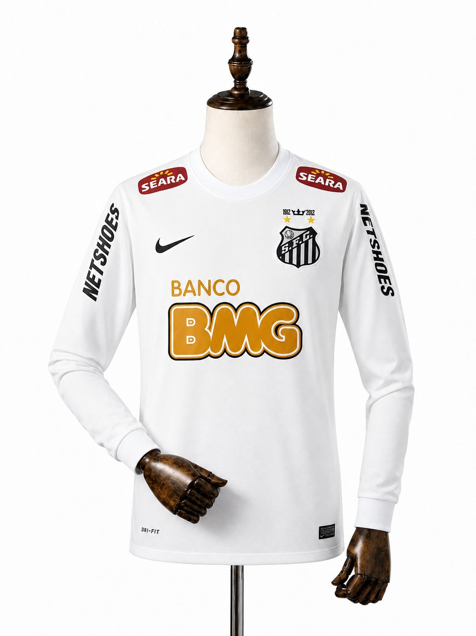 Santos Home Retro Long Sleeve Jersey front wood mannequin white background