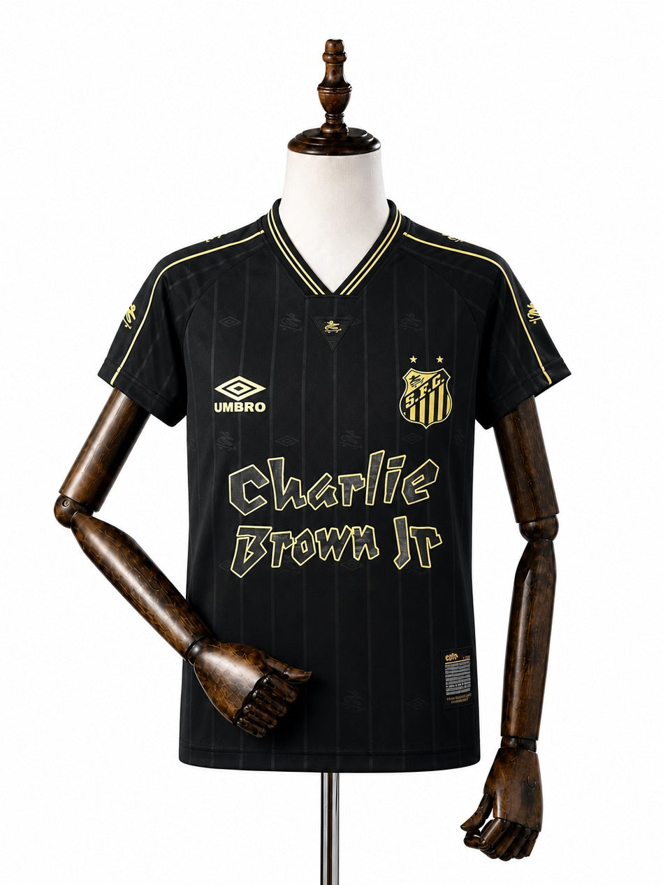 Santos Special Edition Black Retro Women Jersey front wood mannequin white background