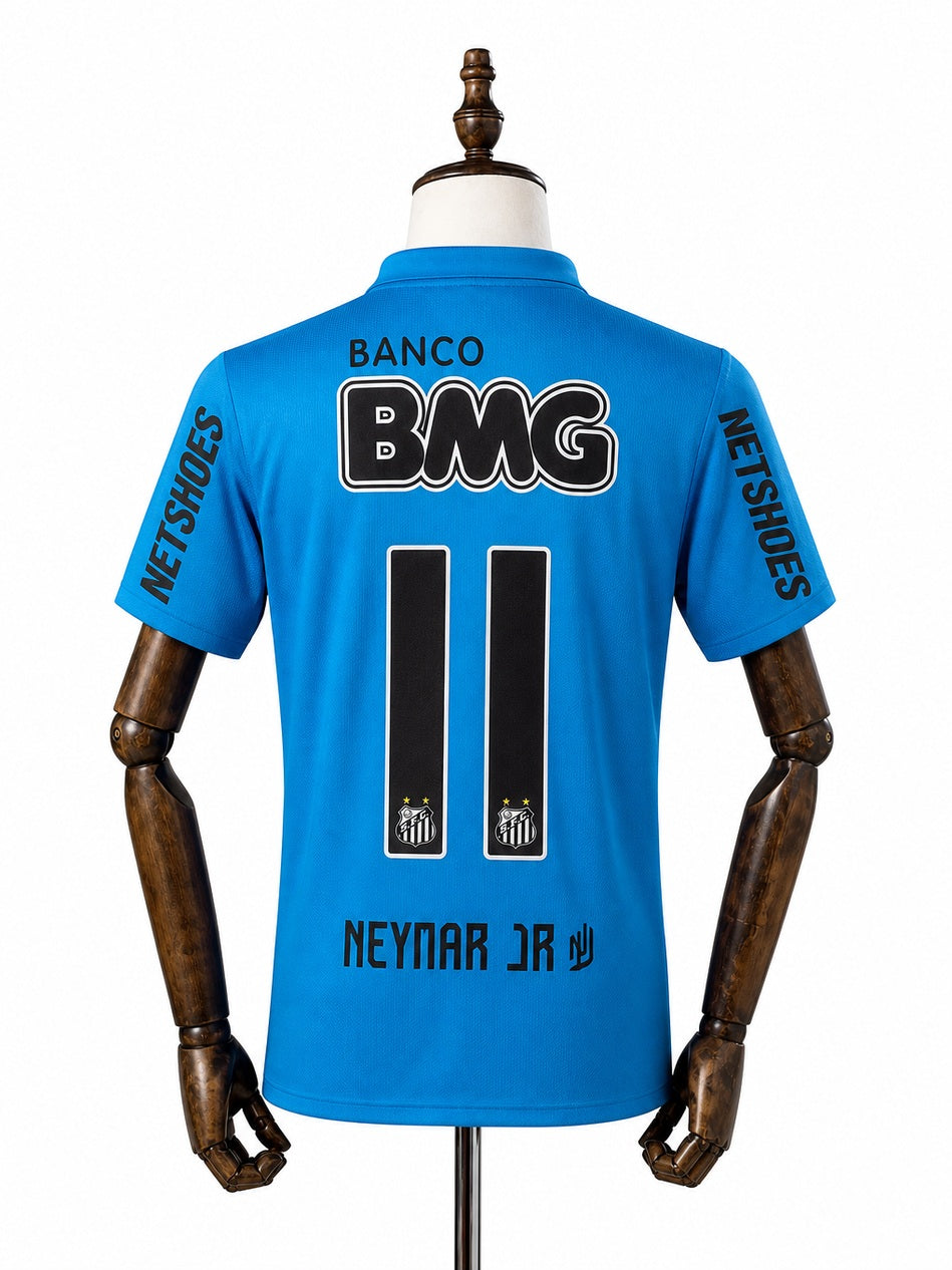 Santos Vintage Jersey Retro NEYMAR JR #11 Santos FC Third Away 2012 back wood mannequin white background