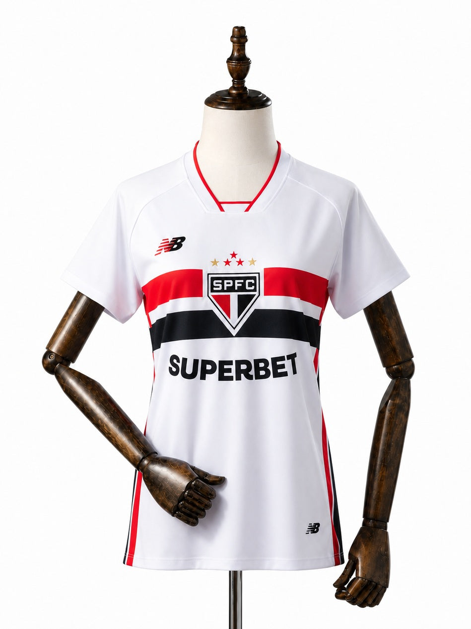 São Paulo 2026/27 Home Women's Jersey front wood mannequin white background