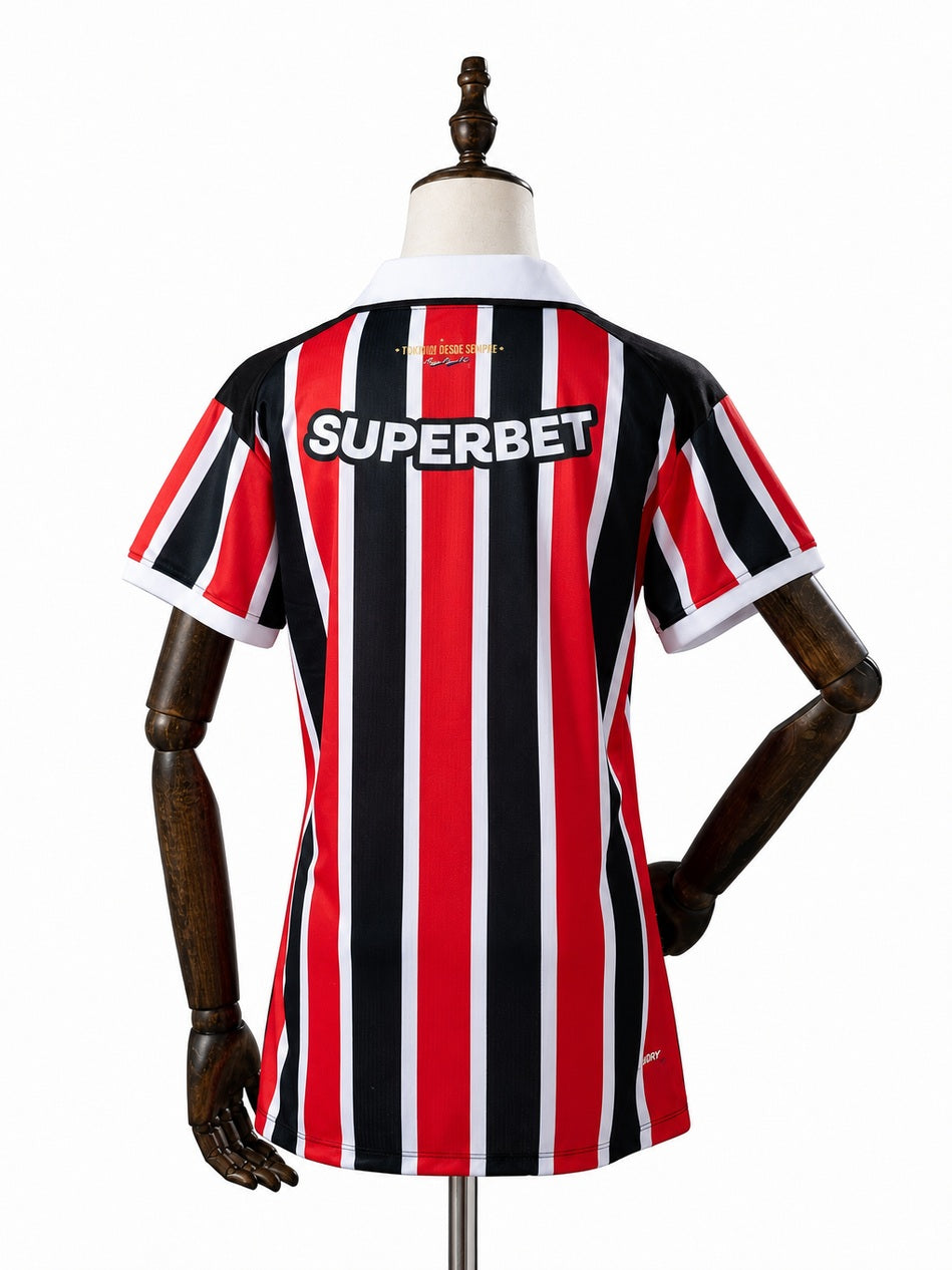 São Paulo 26/27 Away Women's Jersey back wood mannequin white background
