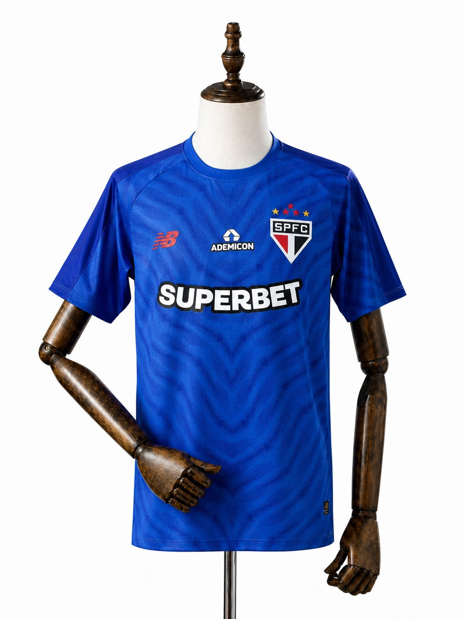 São Paulo 26/27 Goalkeeper Jersey Blue front wood mannequin white background