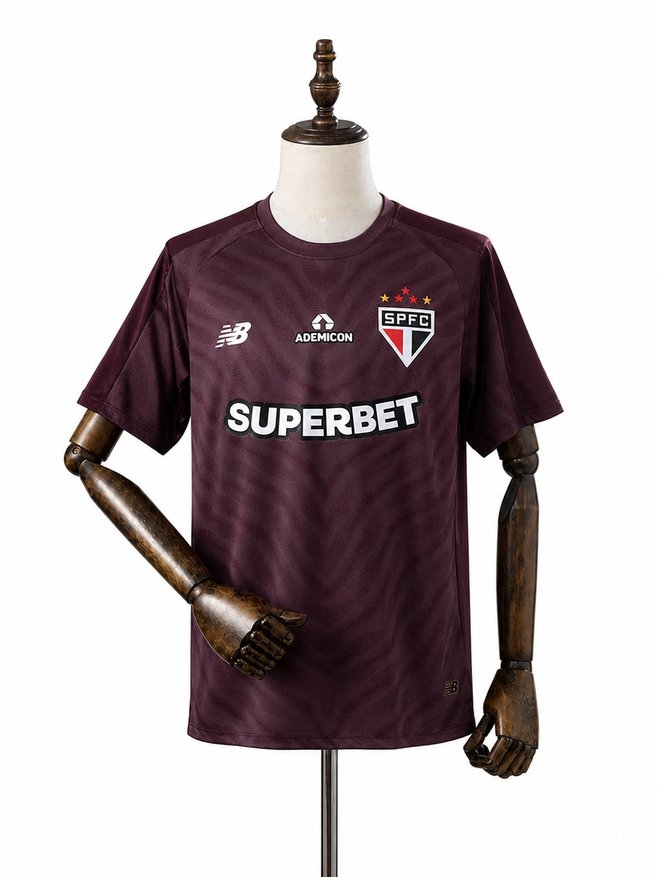 São Paulo 26/27 Goalkeeper Jersey Deep Burgundy front wood mannequin white background