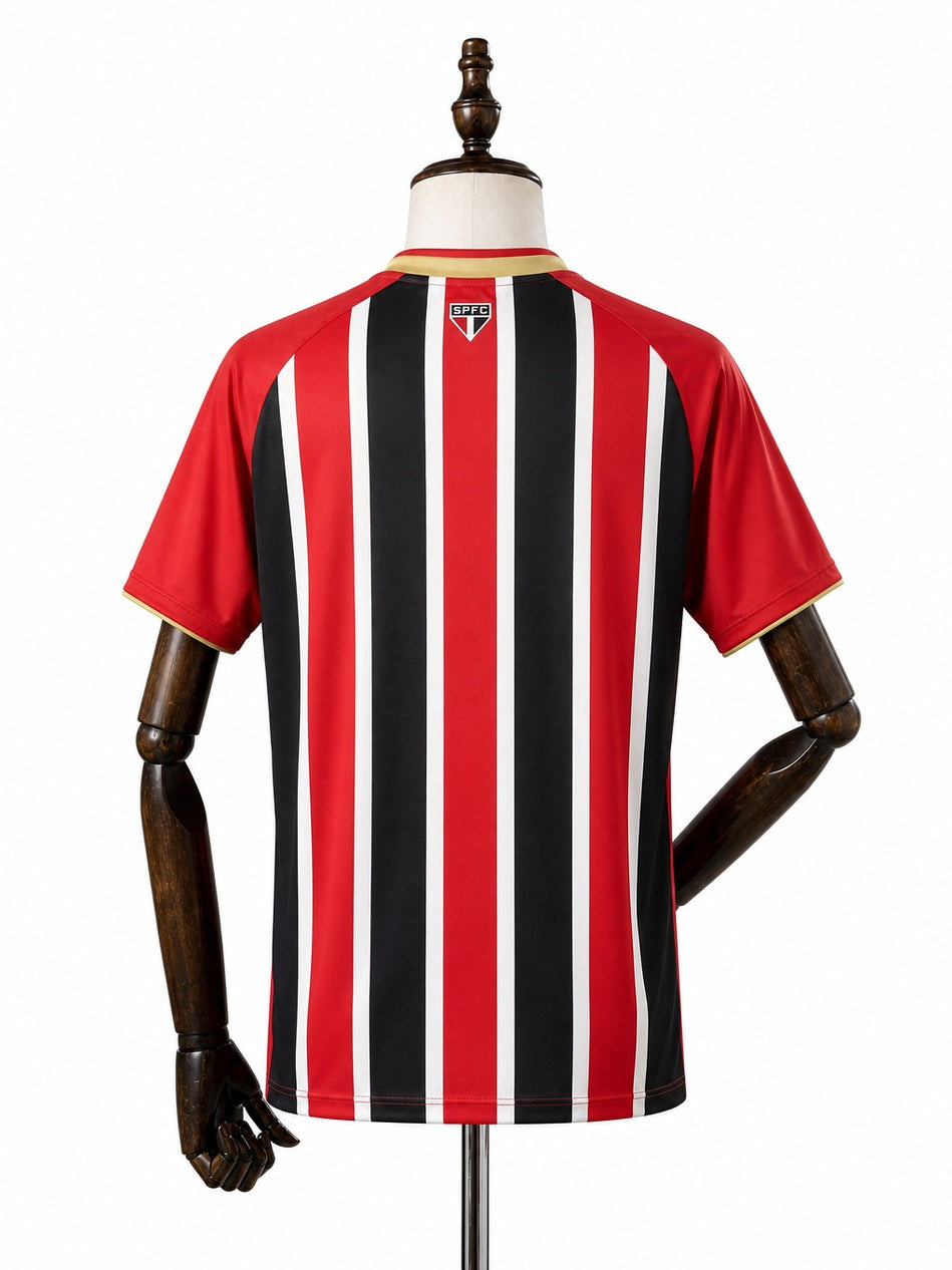 São Paulo Away Jersey back wood mannequin white background
