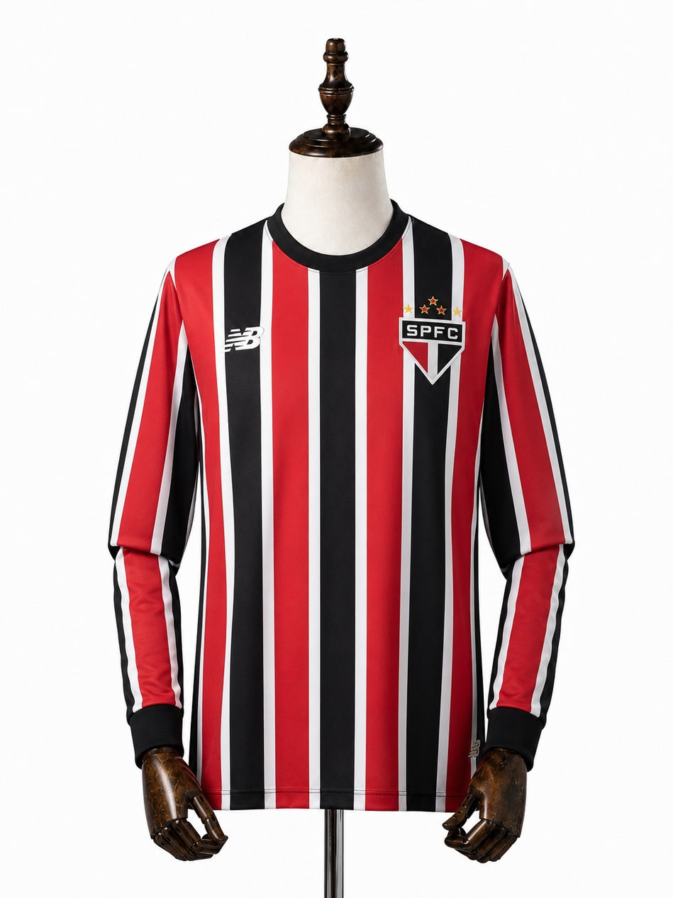 São Paulo Away Long Sleeve Jersey front wood mannequin white background