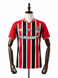 São Paulo away player version jersey front wood mannequin white background