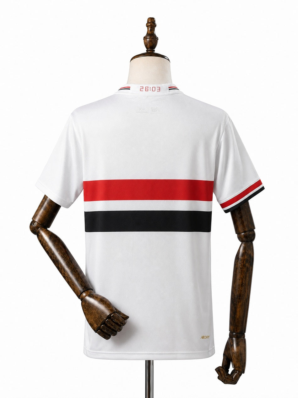 São Paulo Home Jersey back wood mannequin white background