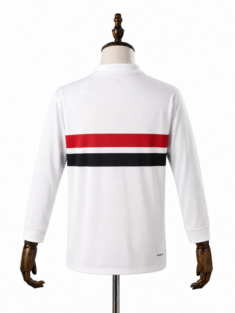 São Paulo Home long sleeve Jersey back wood mannequin white background