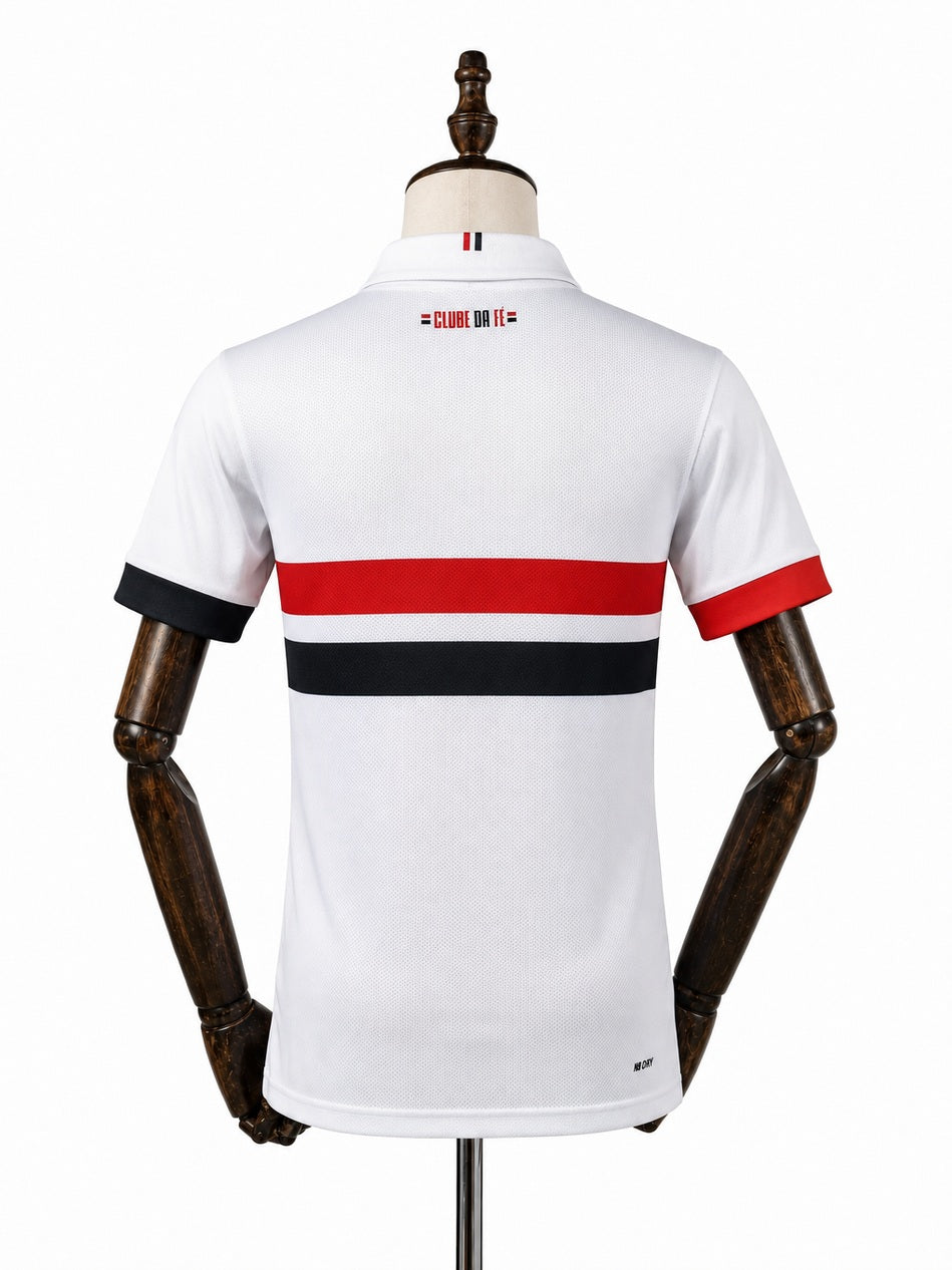 São Paulo Home Player Version Jersey back wood mannequin white background