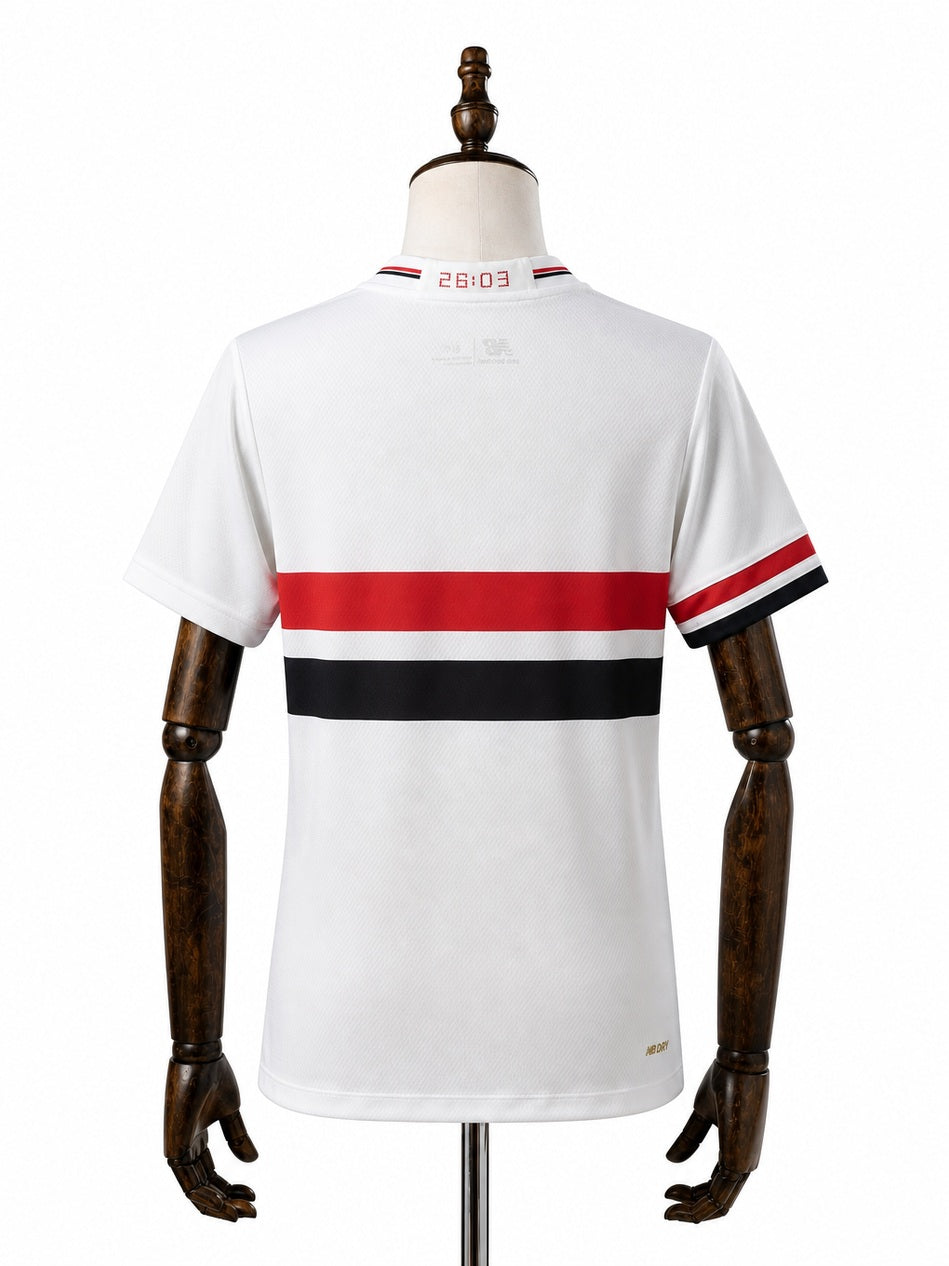 São Paulo Home white Women Jersey back wood mannequin white background