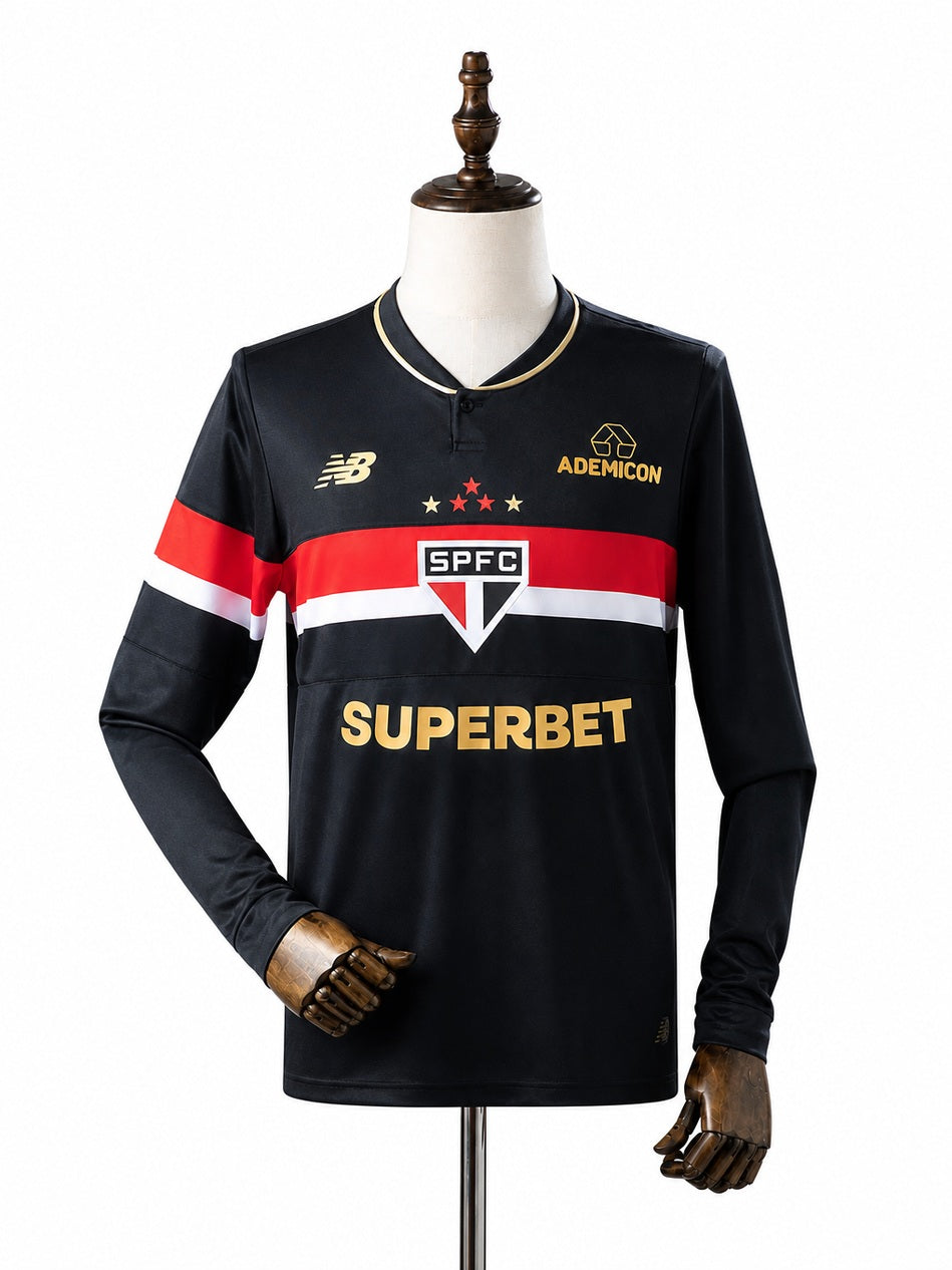 São Paulo Third Away Long Sleeve Jersey front wood mannequin white background