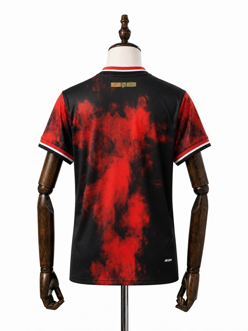 São Paulo Third Womens red Jersey back wood mannequin white background