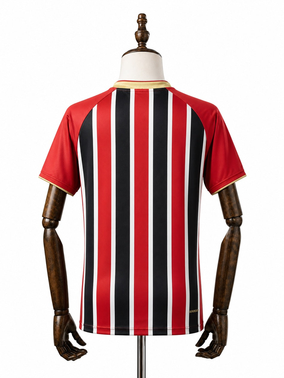 São Paulo Women Away Jersey back wood mannequin white background