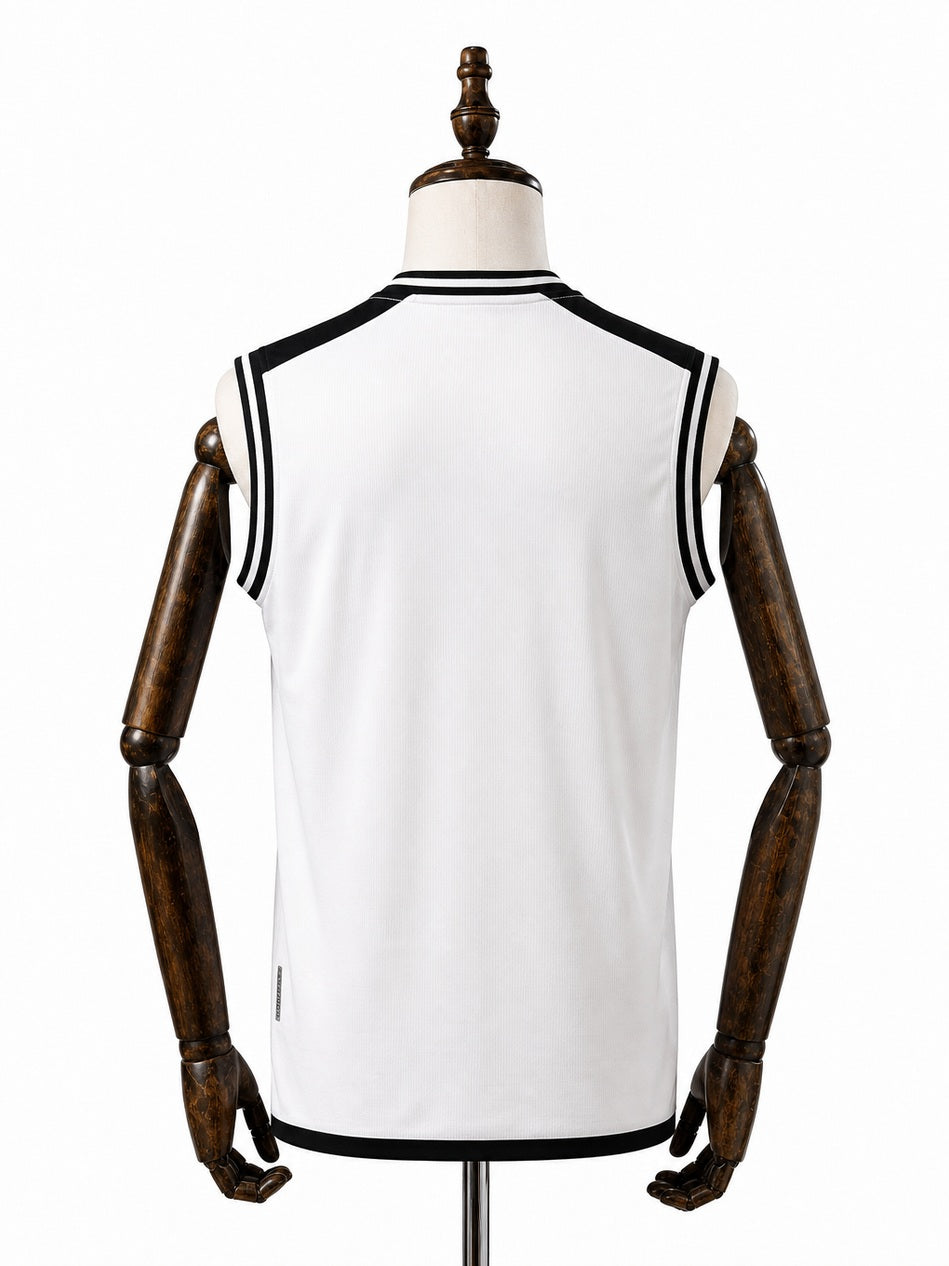 Vasco Away Vest Sleeveless Football Jersey back wood mannequin white background