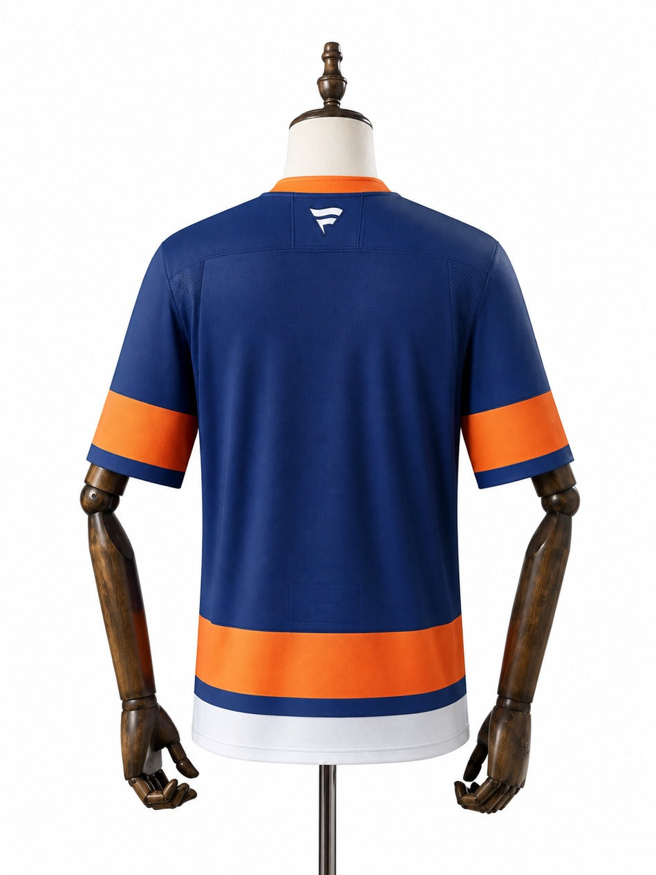 New York Islanders NHL Jersey – Home & Away verso real web manequim fundo branco